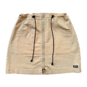 Giorgio Armani Early 2000s Utility Zip Mini Skirt Neutral Cotton Italy M